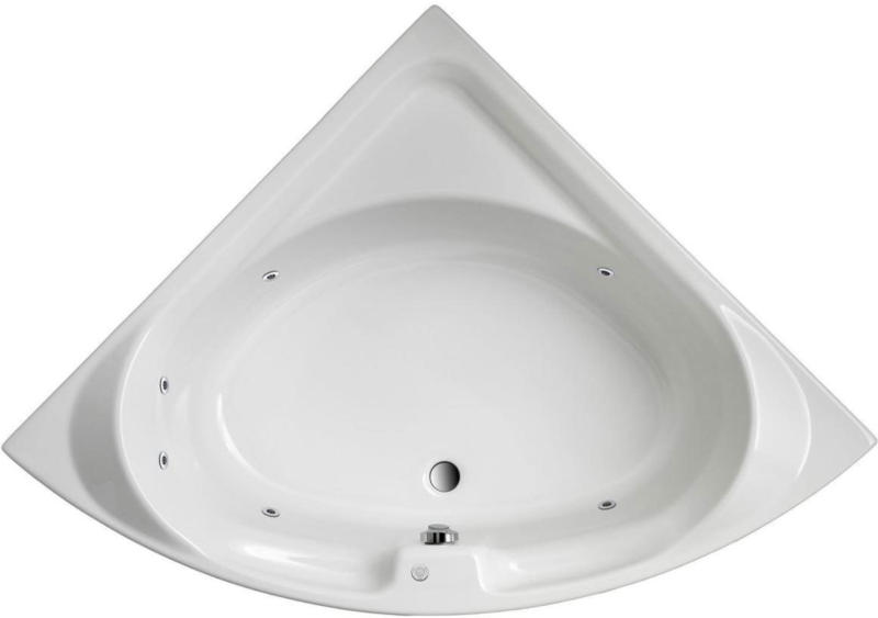 Whirlpool-Eckwanne, 136 cm, weiß mit Whirlpool „Typ 1“, chrom