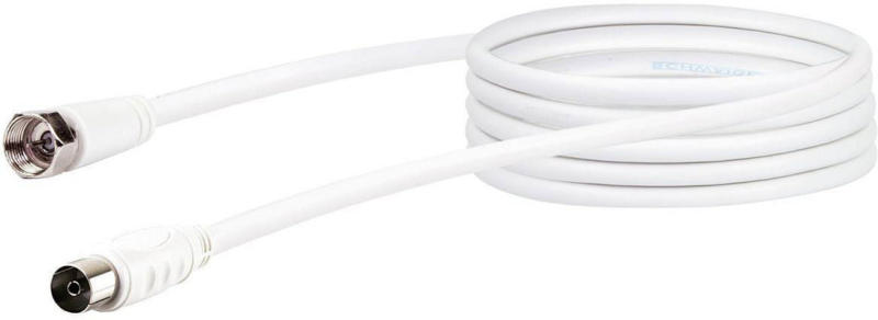 SAT-Antennenkabel, 75 dB, 3 m weiß, mit F-Stecker & IEC Buchse 3