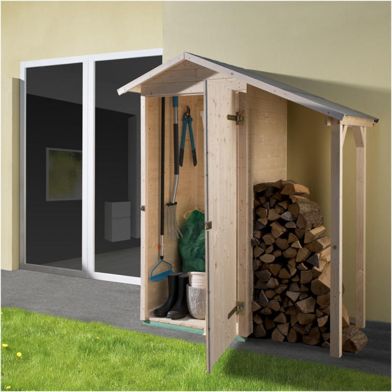 Gartenschrank mit Schleppddach, 83x85 cm, 83x85(SockelmaßohneSchleppdach) cm 83x85x216 cm