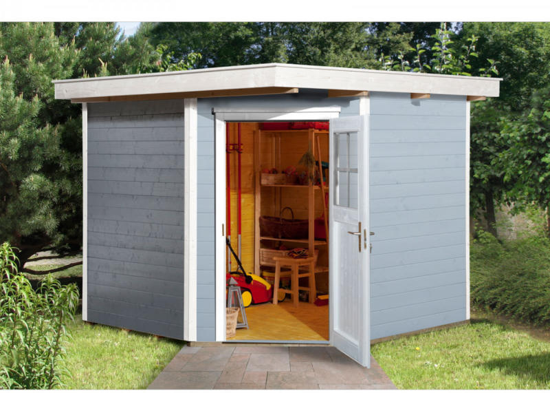 Gartenhaus „229“, 21 mm, grau, mit Fußboden, 270x270x217 cm 270x270x217 cm