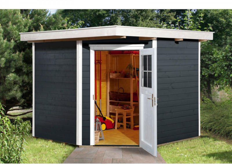 Gartenhaus „229“, 21 mm, anthrazit, mit Fußboden, 270x270x217 cm 270x270x217 cm