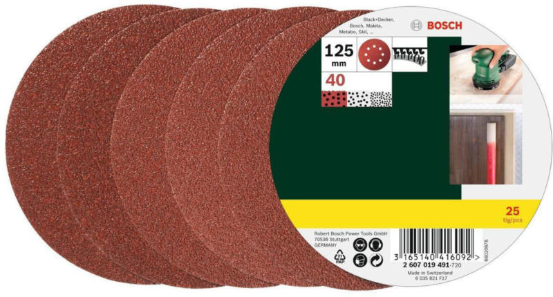 Exzenterschleifblätter-Set, 12,5cm, K40, 25 Stück 40
