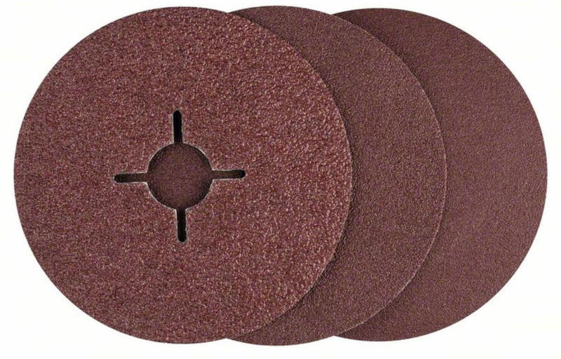 Fiberschleifscheiben 115 mm, G36 /60/100, Metall, ungelocht, gespannt, 3x4 Stück