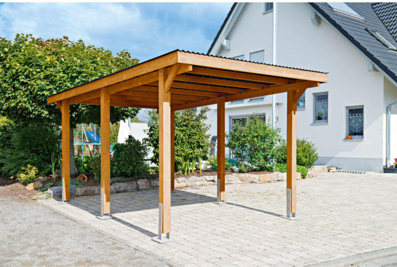 Carport „Dortmund“, 301x504 cm, Fichte unbehandelt PVC | Fichte unbehandelt