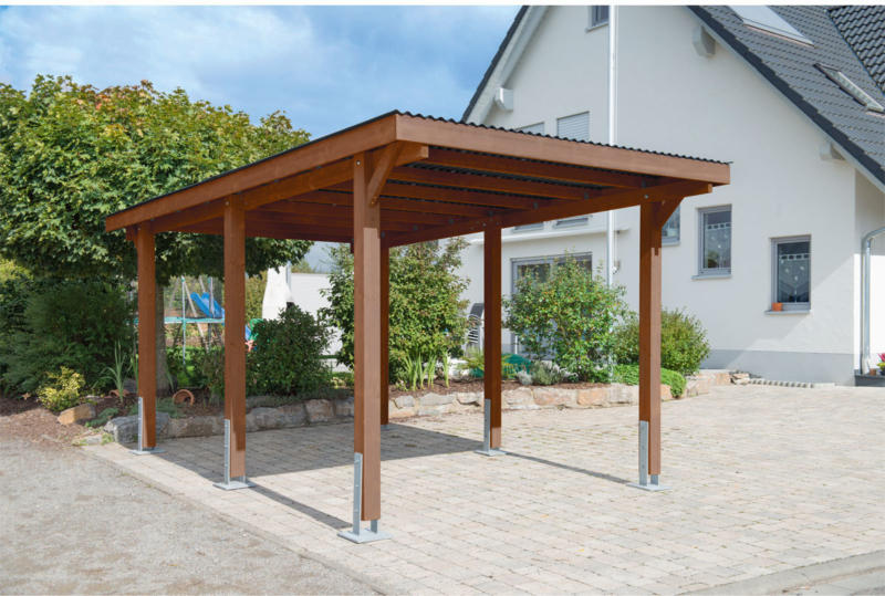 Carport „Dortmund“, 301x504 cm, Fichte tabak PVC | Fichte tabak