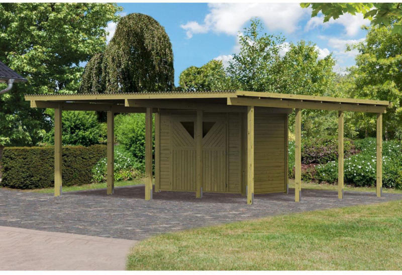 Doppelcarport „Eco 2 Variante A“ inklusive Abstellraum Geräteraum 204x180