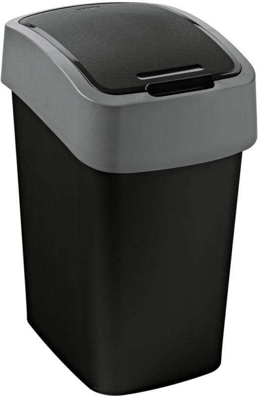 Abfallbehälter „Flip Bin“, 10 L, schwarz/hellgrau
