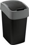 HELLWEG Baumarkt Abfallbehälter „Flip Bin“, 10 L, schwarz/hellgrau