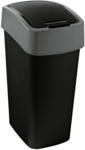 HELLWEG Baumarkt Abfallbehälter „Flip Bin“, 50 L, schwarz/hellgrau