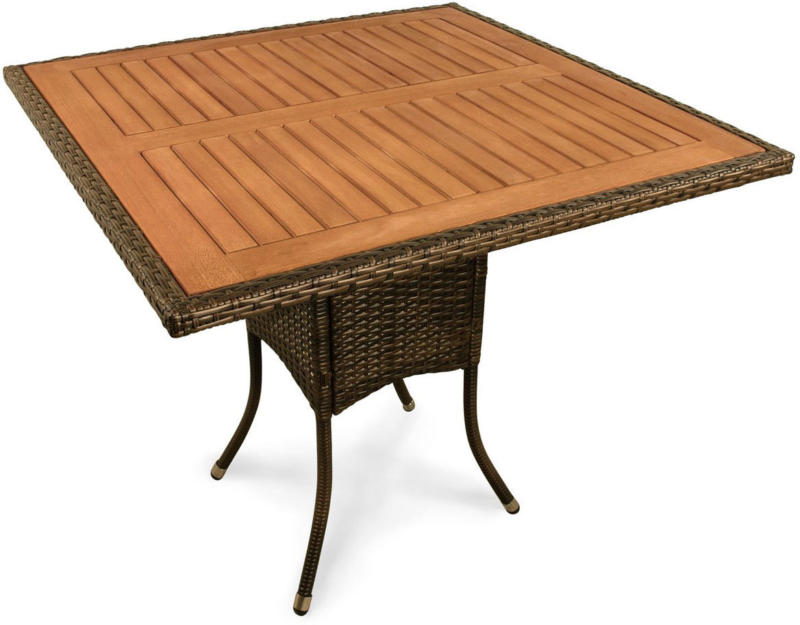 Gartentisch „Valencia“, quadratisch, Polyrattan, braun braun