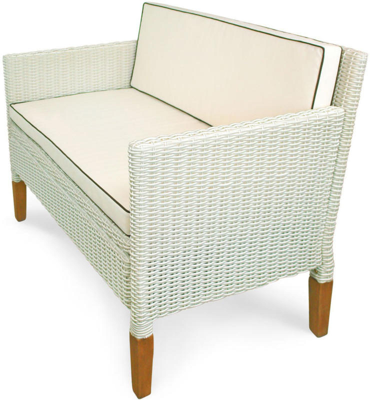 Sofa „Havanna“, 2,5-Sitzer, Polyrattan und Holz