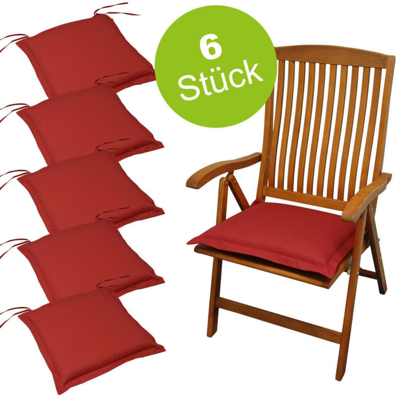 Sitzkissen „Premium“, 6 Stück, extra dick, Rot 6x Polsterauflage