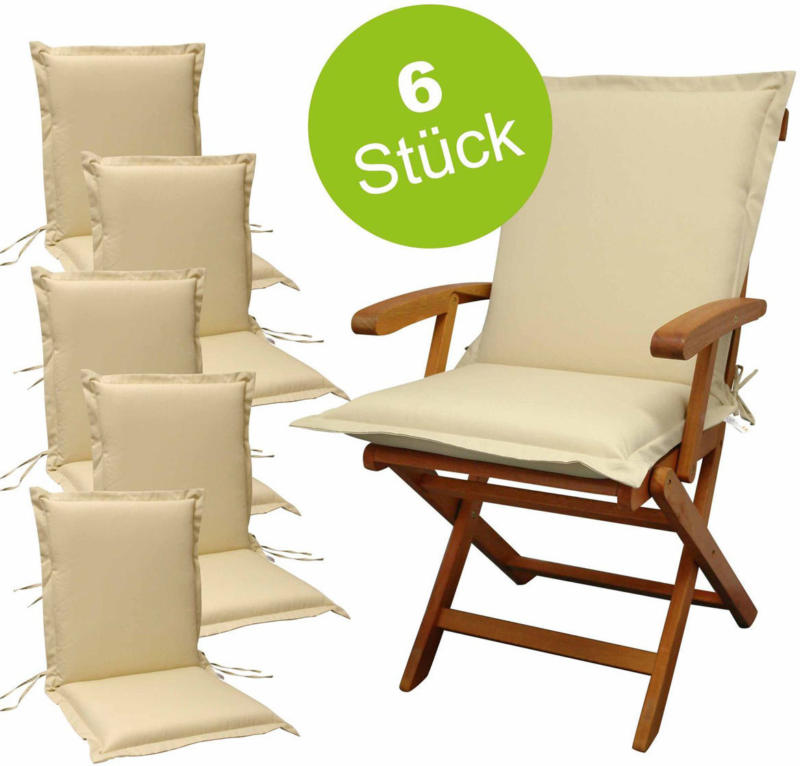 Sitzauflage Niederlehner „Premium“, 6 Stück, extra dick, Beige 6x Polsterauflage
