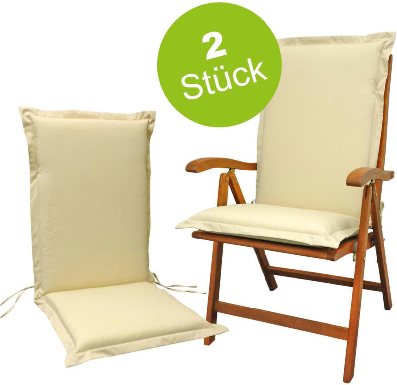 Sitzauflage Hochlehner „Premium“, 2 Stück, extra dick, Beige 2x Polsterauflage