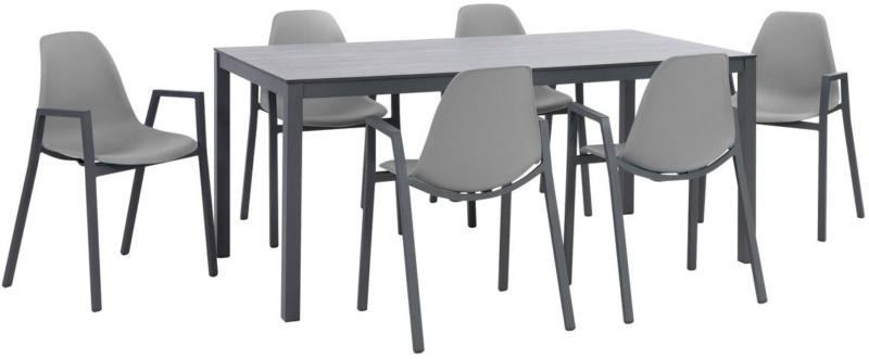 Dining-Set „Windsor/ Moorea“, 7-teilig, grau