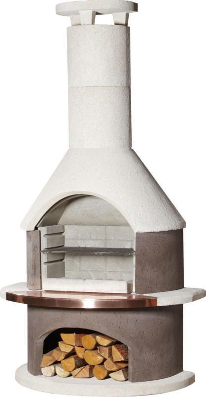 Gartengrillkamin „Rondo“, weiß-braun weiß-braun