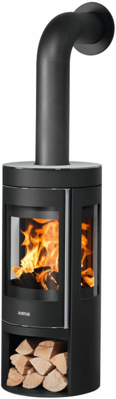 Kaminofen „Mino Trios 2.0“ mit Abdeckplatte, Glas, Stahl Schwarz Glas