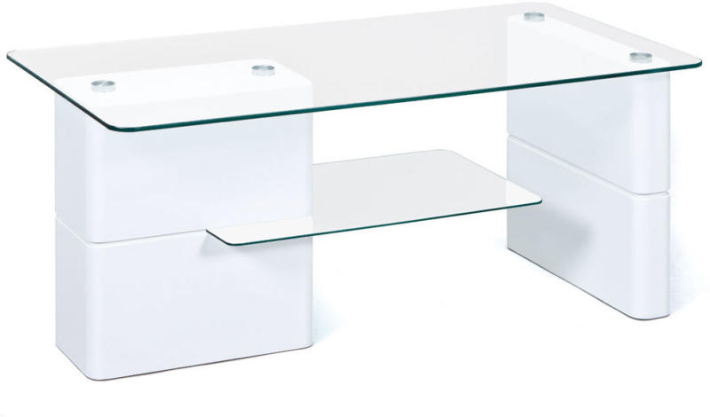 Couchtisch „Adrian“,Glas, weiß, 110x45x55 cm