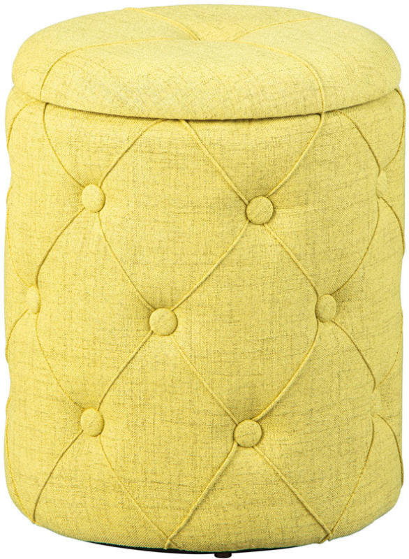 Hocker „Yapak“, gelbgrün, mit 22 Knöpfen, 34x40x34 cm