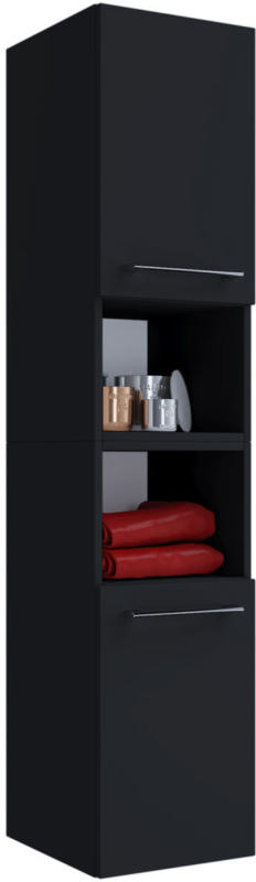 Hochschrank „VCB 7", 2 Drehtüren & 2 offene Fächer, schwarz