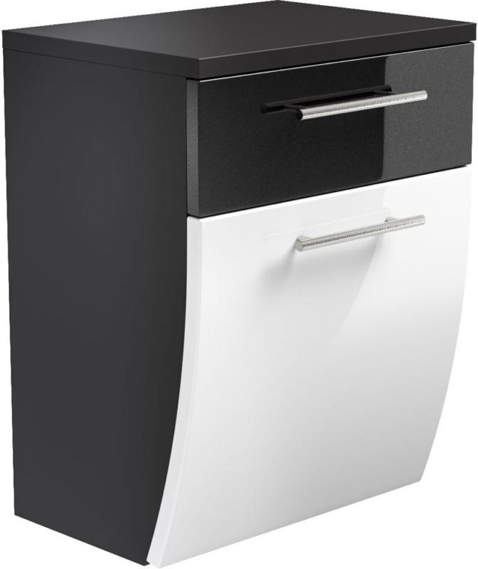 Seitenschrank hängend „Salona“, anthrazit-weiß, 40x53x30 cm schwarz, weiß