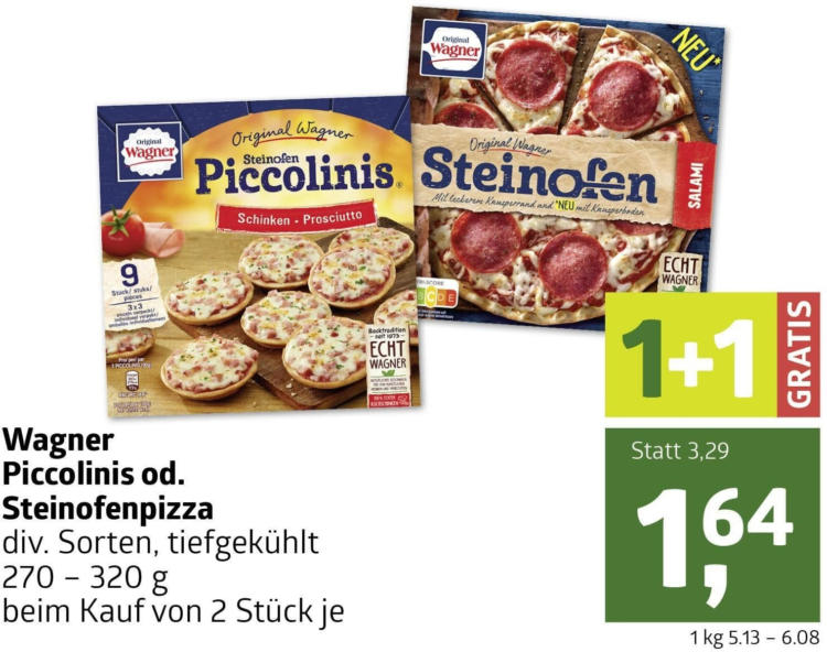 Wagner Piccolinis od. Steinofenpizza für nur € 1,64 statt € 3,29 ️