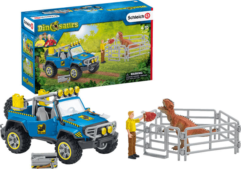 SCHLEICH Geländewagen mit Dino-Außenposten Spielfiguren, Mehrfarbig