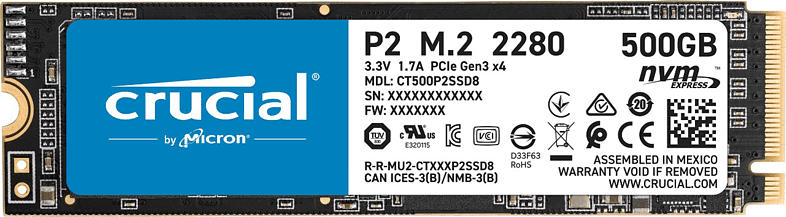 CRUCIAL P2 500 GB, 500 GB SSD, intern