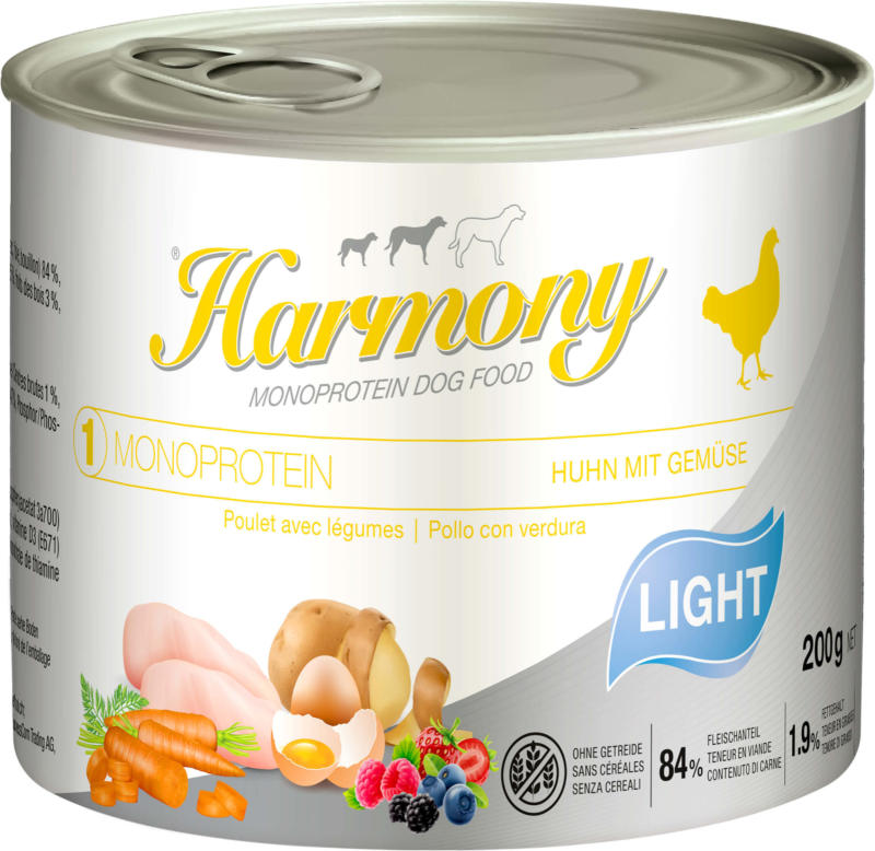 Harmony Dog Monoprotein Light Huhn & Gemüse 12x200g