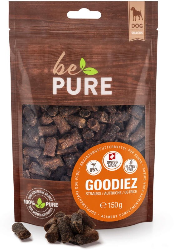 bePure Snacks pour chien Goodiez Autruche 150g