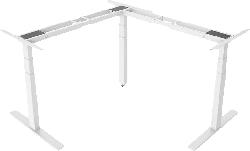 DigitUS Elektrisch höhenverstellbarer Steh/Sitz Schreibtischunterbau, 90° Winkelform (L-Form), Weiß