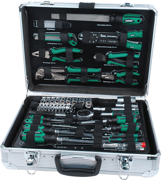 MANNESMANN 29075 Werkzeugsatz 108-teilig Handwerkzeug, Grün/Schwarz