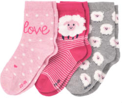 3 Paar Mädchen Socken mit Schaf-Motiv