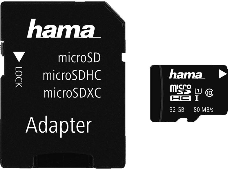 HAMA Class 10 UHS-I, Micro-SDHC Speicherkarte, 32 GB, 80 Mbit/s