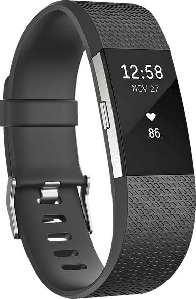 FITBIT Charge 2 Large, Fitnesstracker, 165-206 mm, Schwarz/Silber