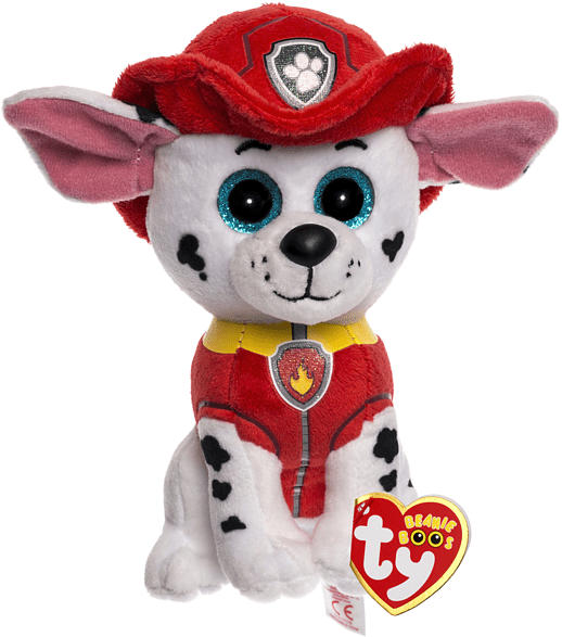 TY Beanie Boos Glubschis Paw Patrol Marshall 15cm Kuscheltier, Weiß/Rot
