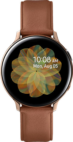 SAMSUNG Galaxy Watch Active2 Stainless Steel 44mm (LTE) GO Smartwatch Edelstahl, Echtleder, M/L, Gold