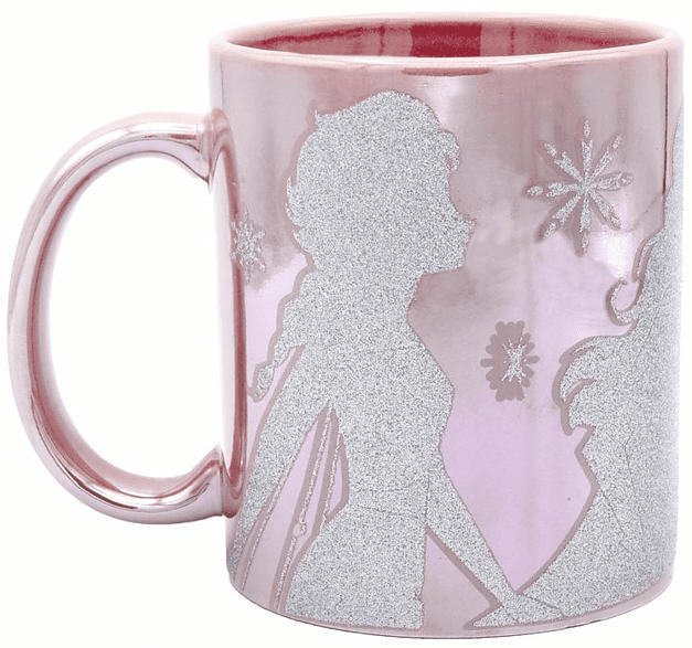JOY TOY IT Disney Frozen II Tasse Elsa & Anna Glitzereffekt Eiskönigin Tasse, Rosa