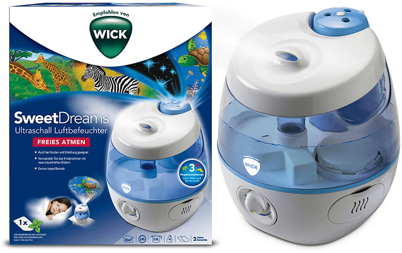 WICK WUL575E SweetDreams Ultraschall Luftbefeuchter Weiß/Blau (25 Watt, Raumgröße: 35 m²)