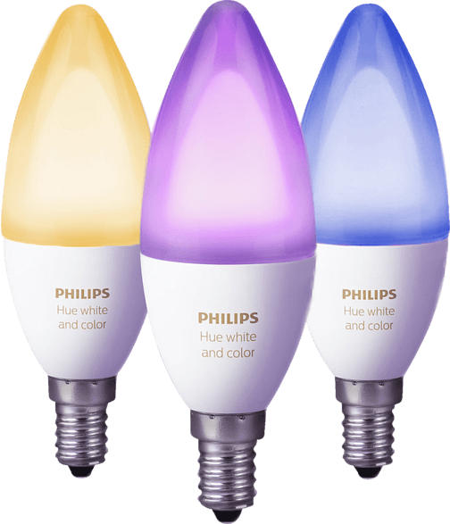 PHILIPS Hue Hue White and Color Ambiance E14 3-er Pack LED Leuchtmittel, Weiß
