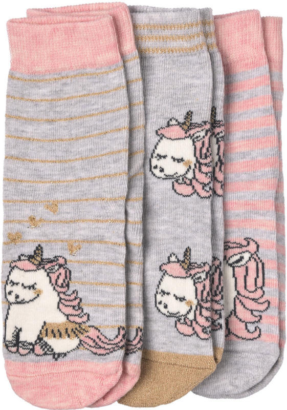 3 Paar Mädchen Socken mit Einhorn-Motiv