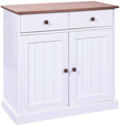 Kommode Echtholz Massiv 90 cm Westerland, Weiß + Braun