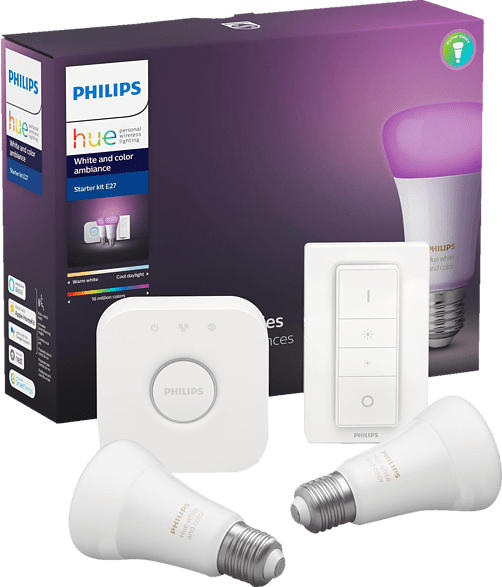 PHILIPS Hue White & Col. Amb. E27 2er Bluetooth Starter Kit, Weiß