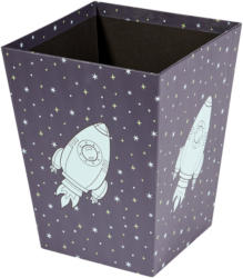 Mülleimer mit Raketen-Motiv