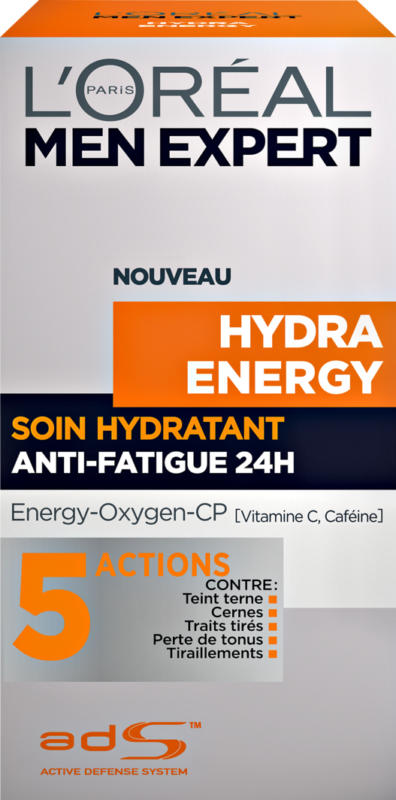Soin hydratant anti-fatique 24h Hydra Energy L’Oréal Men Expert, 50 ml