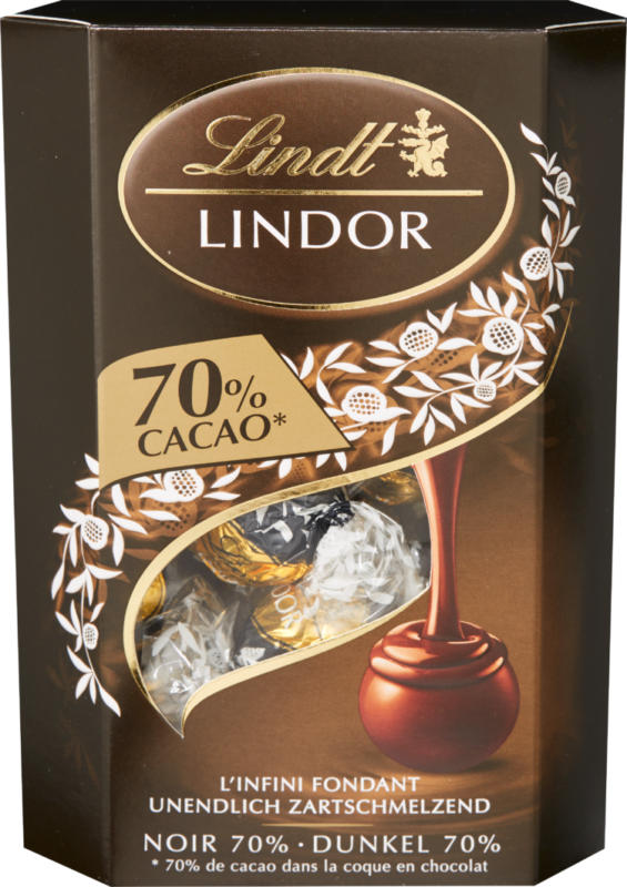 Boules Lindor Noir 70% Cacao Lindt, 200 g