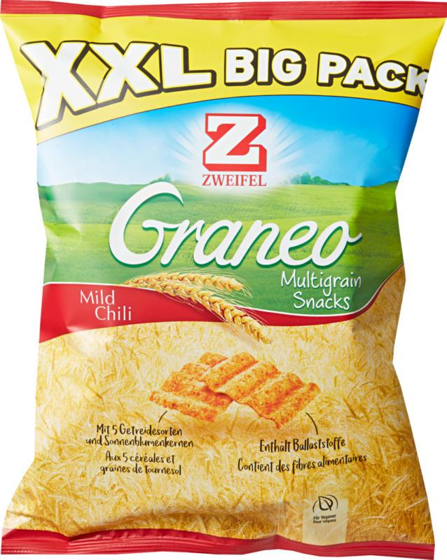 Zweifel Graneo Multigrain Snacks, Mild Chili, XXL Big Pack, 225 g