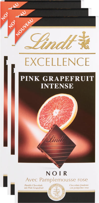 Lindt Excellence Pink Grapefruit Intense, 3 x 100 g