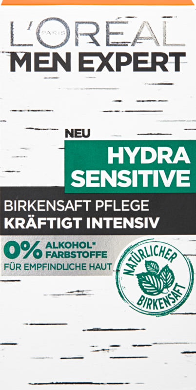 Trattamento idratante L'Oréal Men Expert Hydra Sensitive, con linfa de betulla, 50 ml