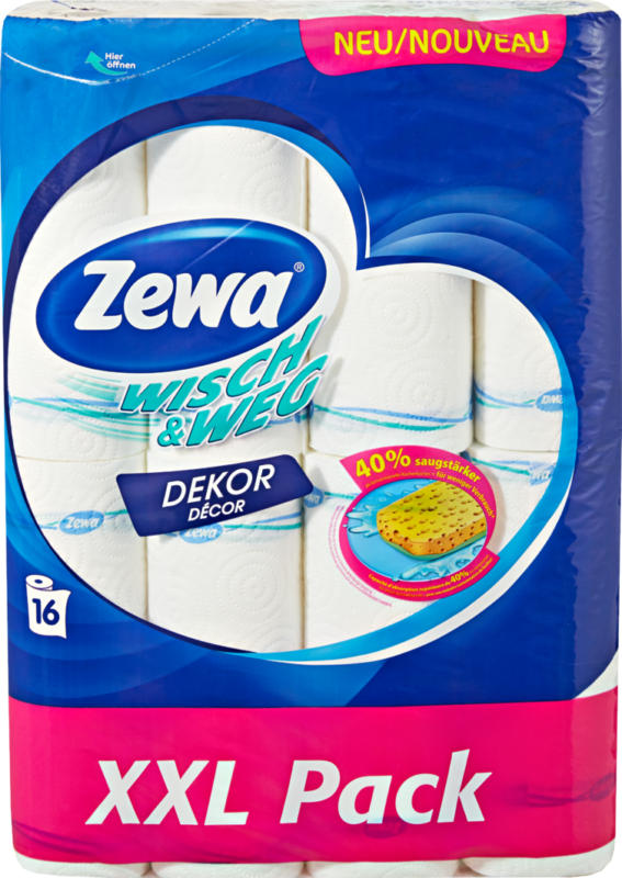 Zewa Wisch & Weg Haushaltspapier, dekor, 16 x 45 Blatt